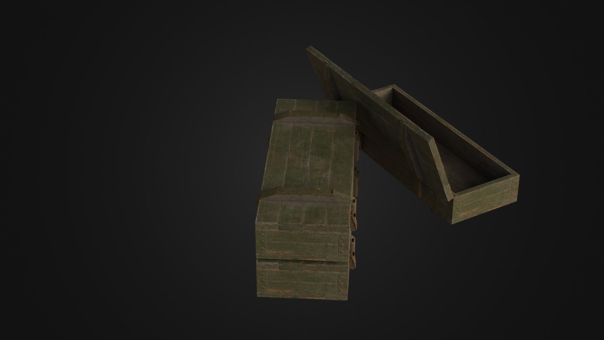 Worn Soviet Weapon Crate Low-poly 3D model_13