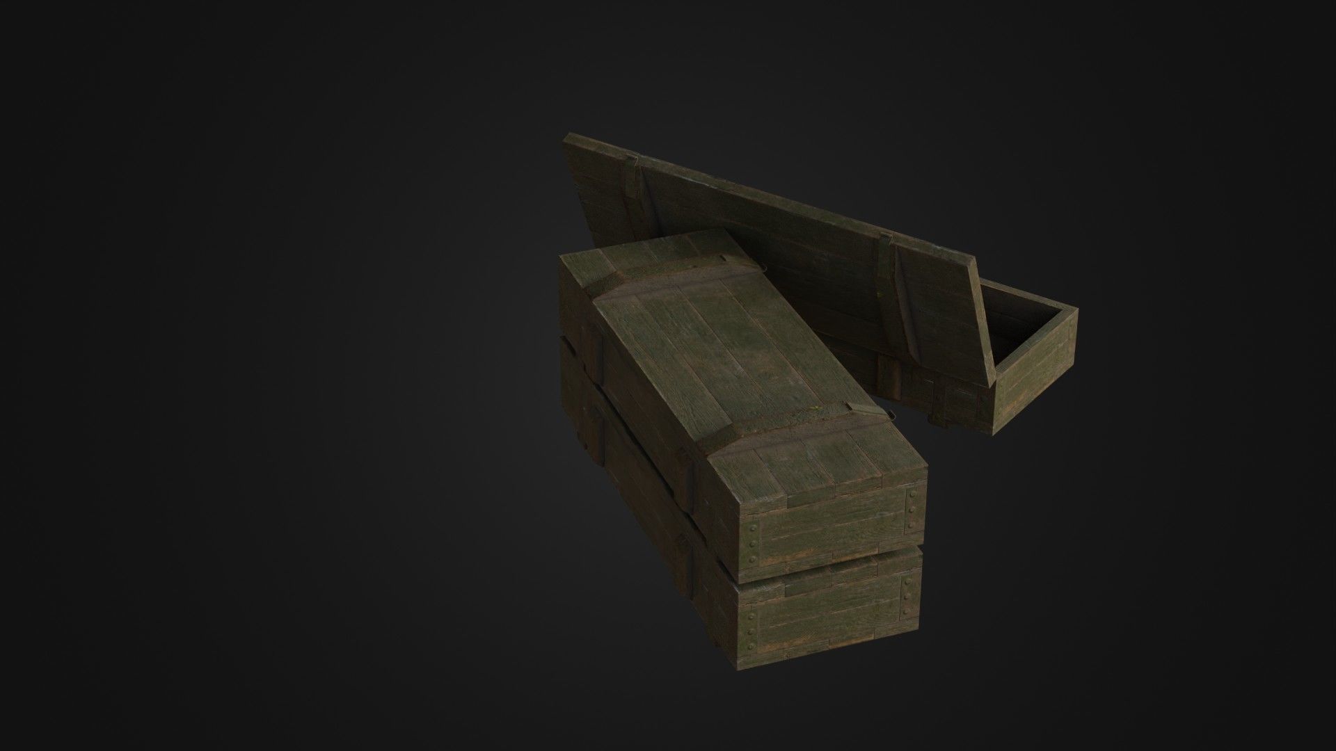 Worn Soviet Weapon Crate Low-poly 3D model_16