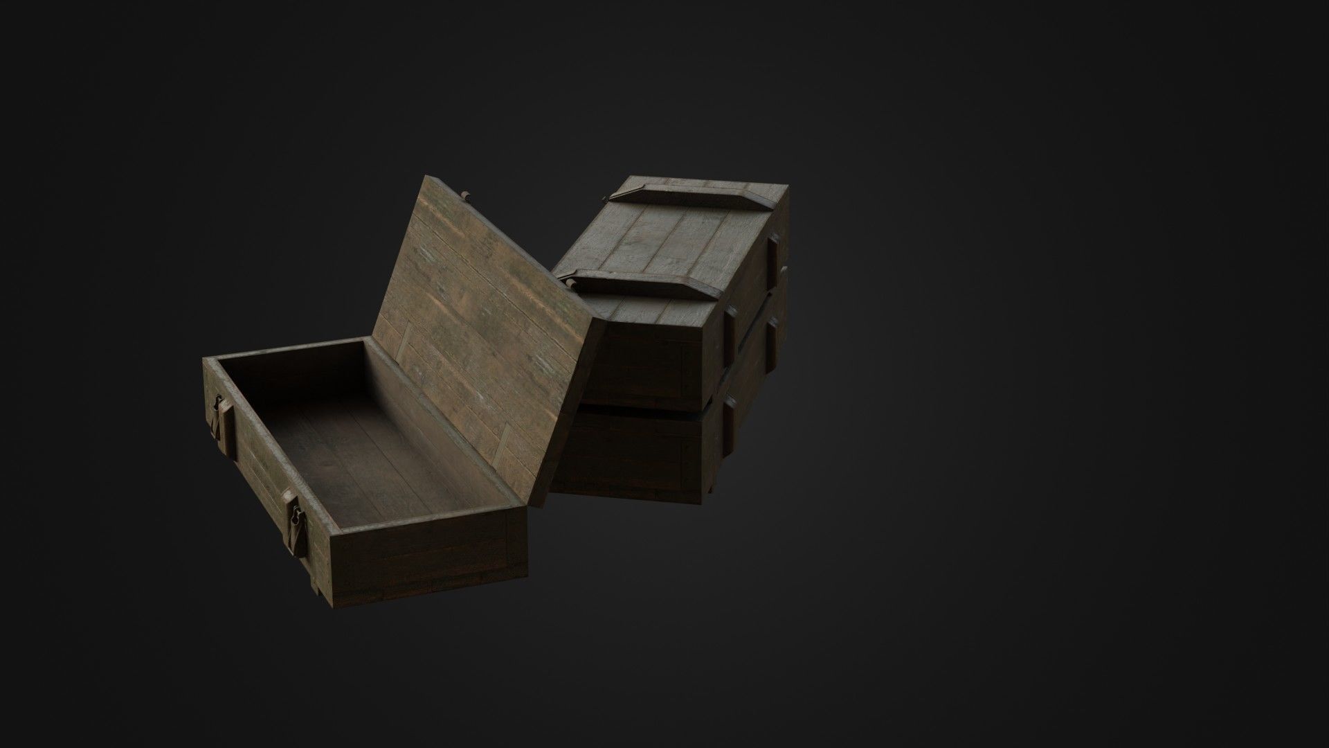 Worn Soviet Weapon Crate Low-poly 3D model_34