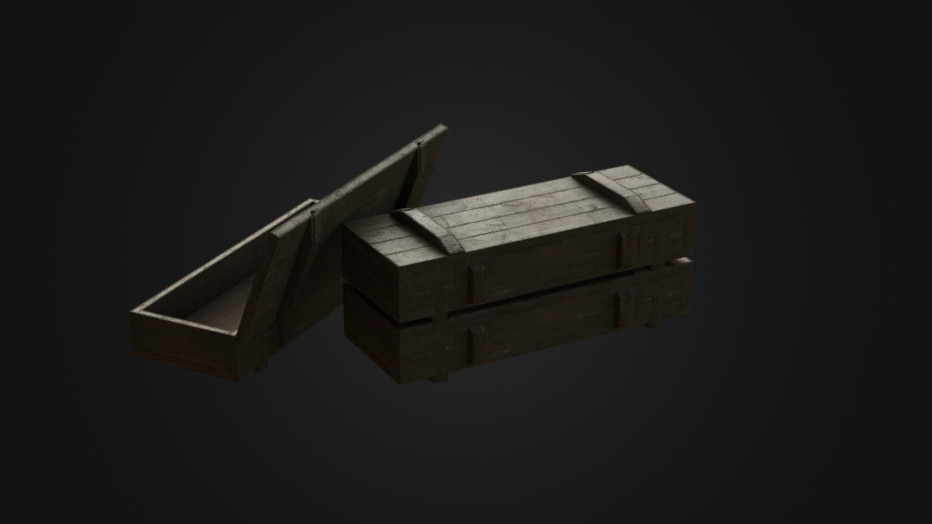 Worn Soviet Weapon Crate Low-poly 3D model_28