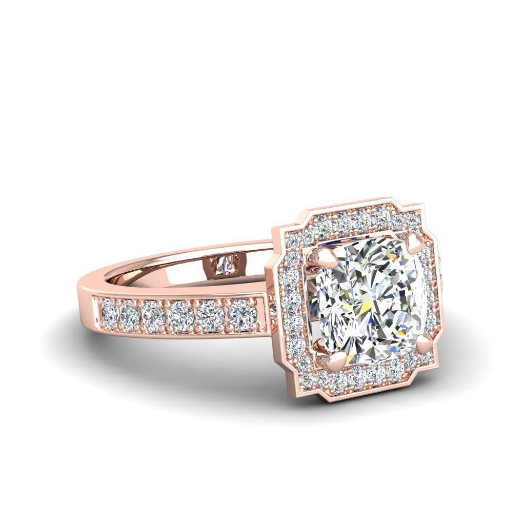 Engagement Diamond Halo ring qushion 3D print model_30