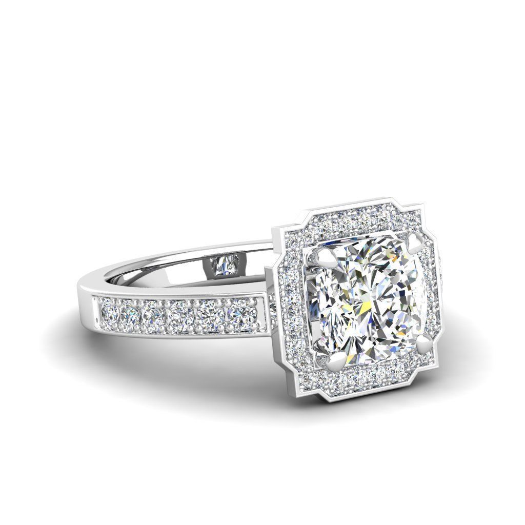 Engagement Diamond Halo ring qushion 3D print model_21