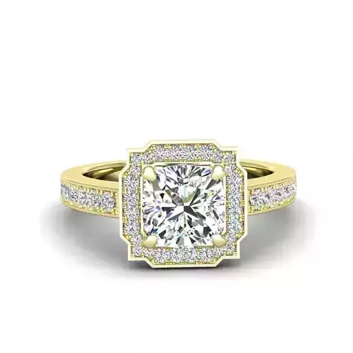 Engagement Diamond Halo ring qushion 3D print model