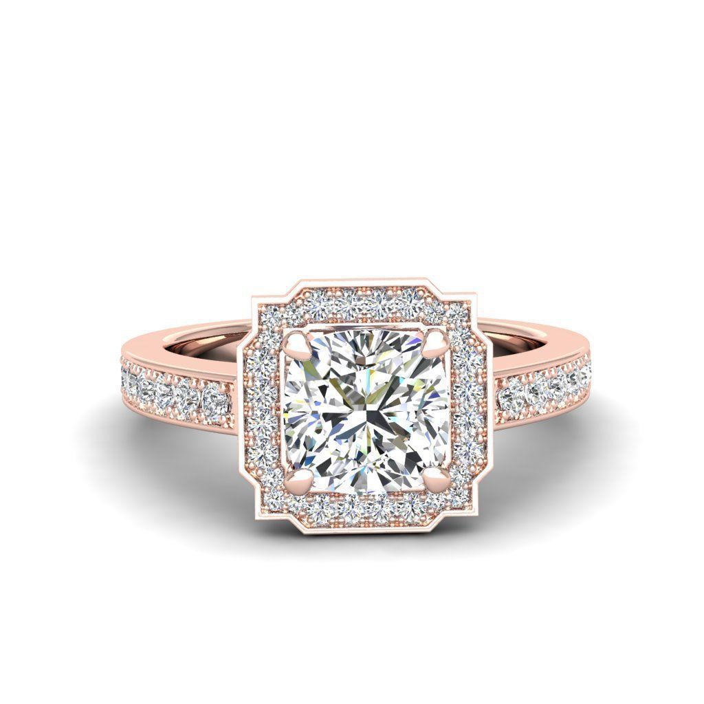 Engagement Diamond Halo ring qushion 3D print model_7