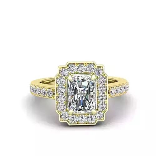 Engagement Diamond Halo ring radiant 3D print model