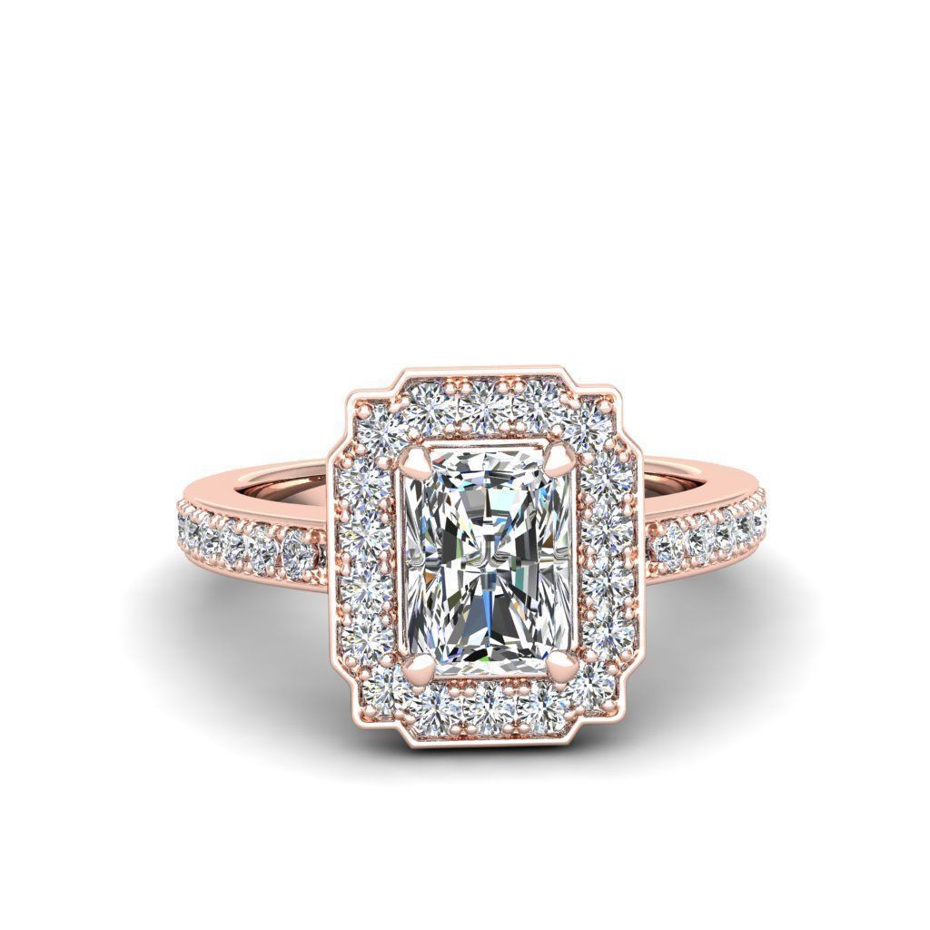 Engagement Diamond Halo ring radiant 3D print model_11