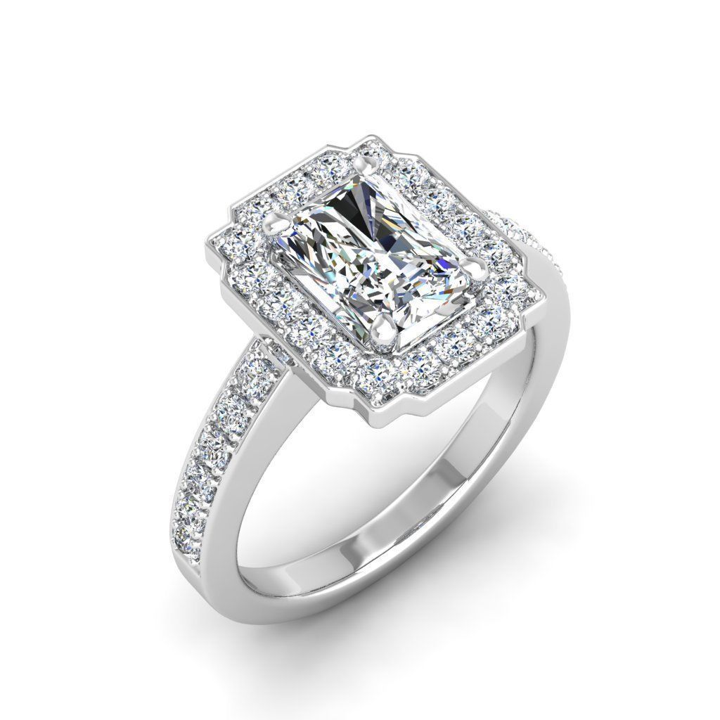 Engagement Diamond Halo ring radiant 3D print model_28