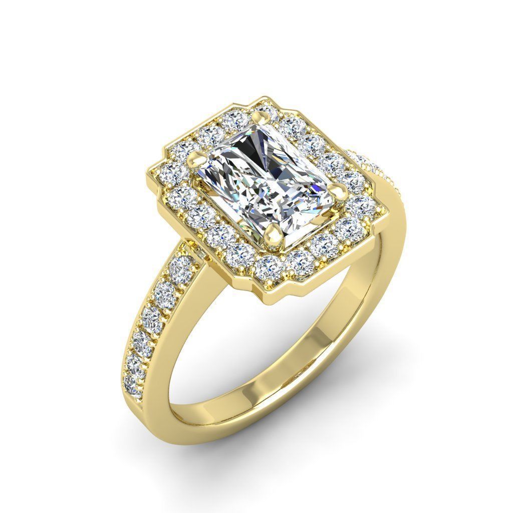 Engagement Diamond Halo ring radiant 3D print model_12