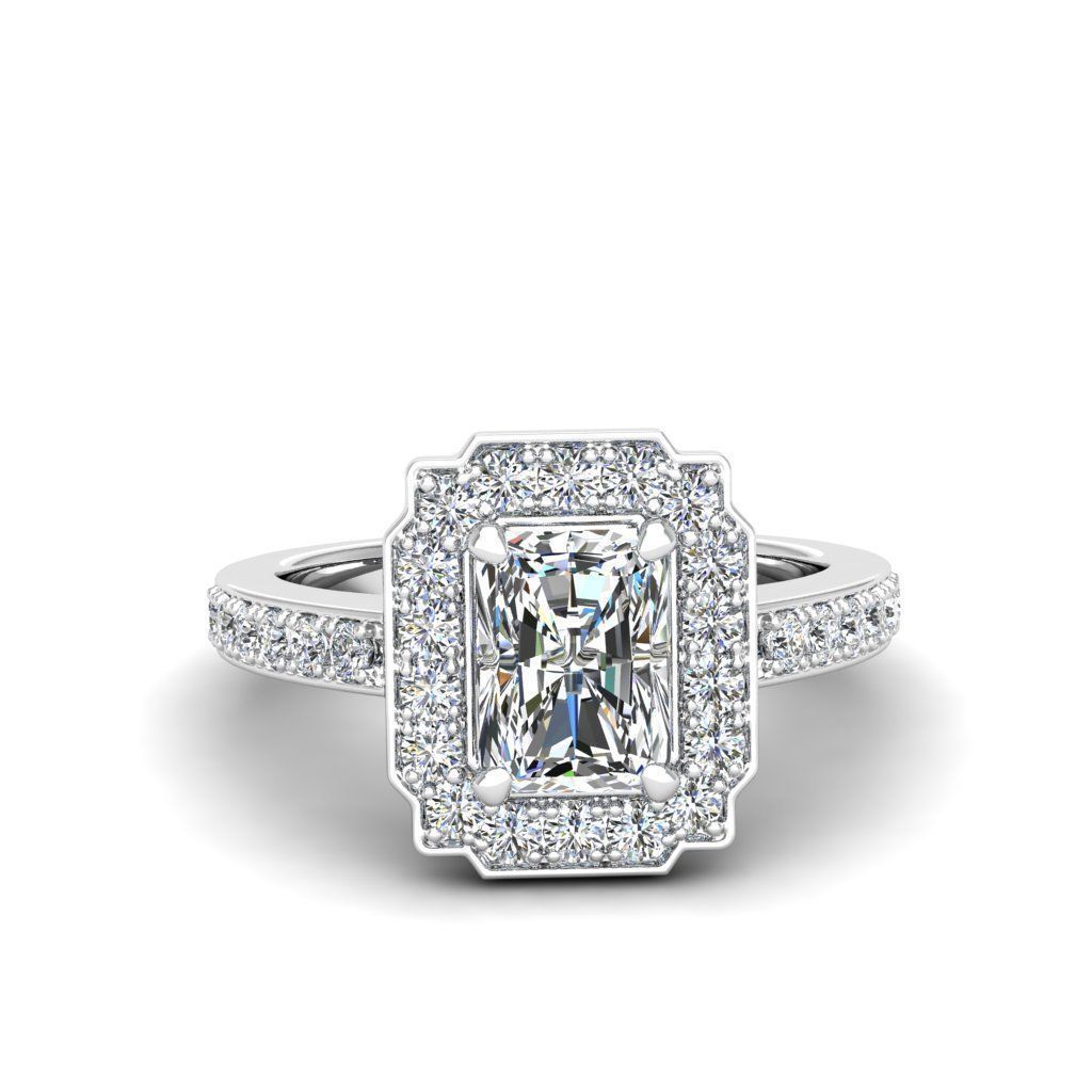 Engagement Diamond Halo ring radiant 3D print model_20