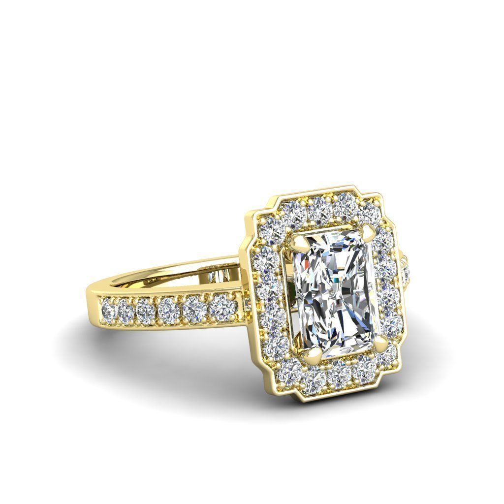 Engagement Diamond Halo ring radiant 3D print model_14