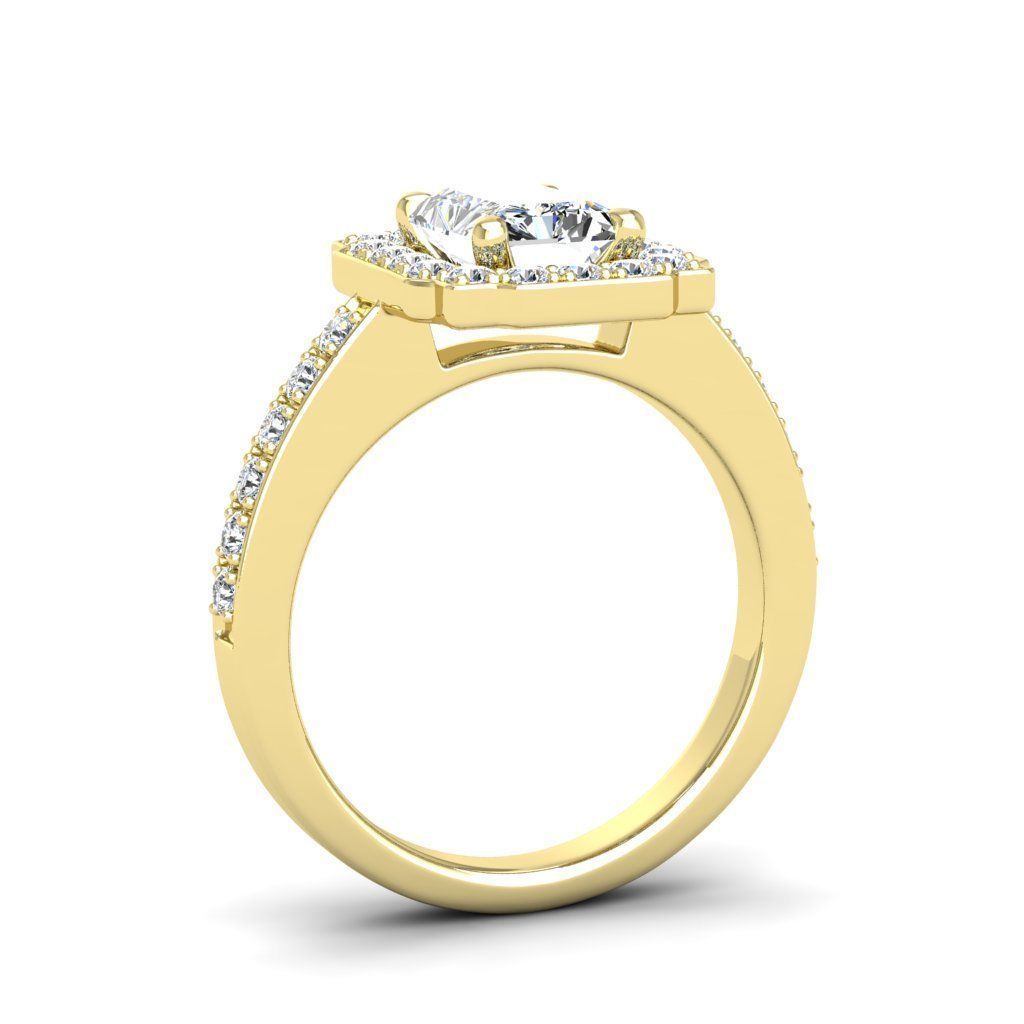 Engagement Diamond Halo ring radiant 3D print model_6
