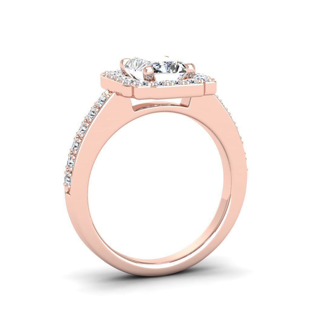Engagement Diamond Halo ring radiant 3D print model_18