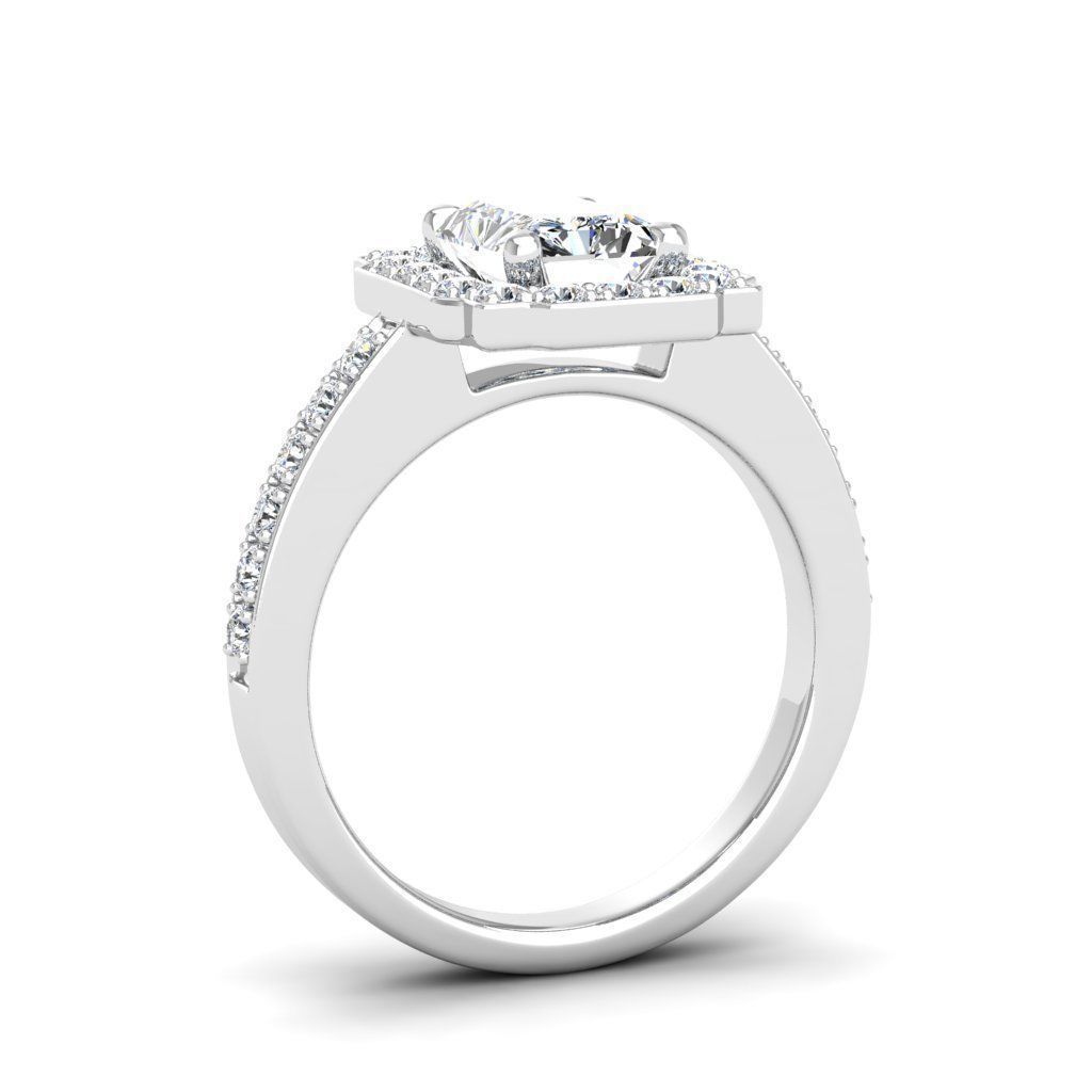 Engagement Diamond Halo ring radiant 3D print model_8