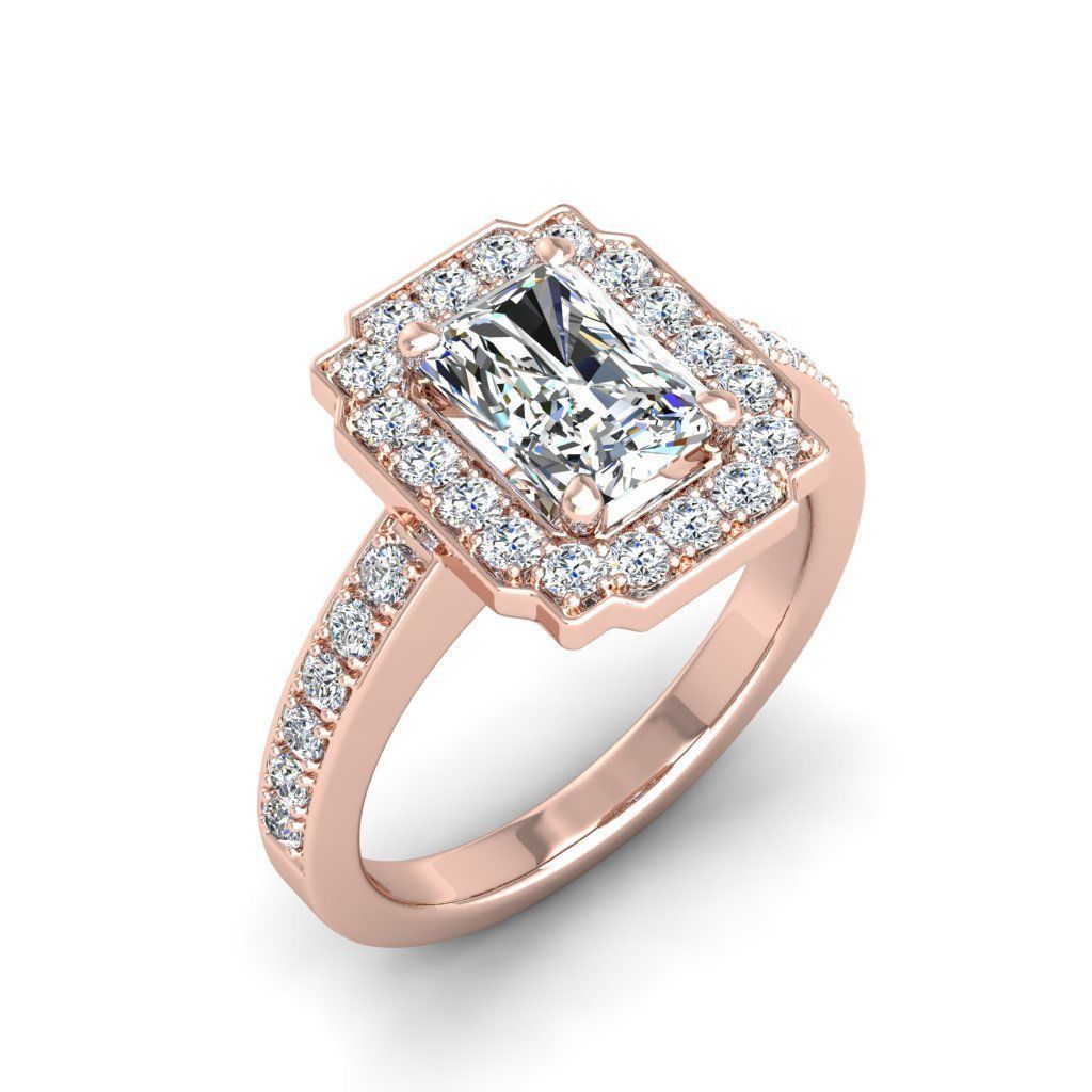 Engagement Diamond Halo ring radiant 3D print model_7