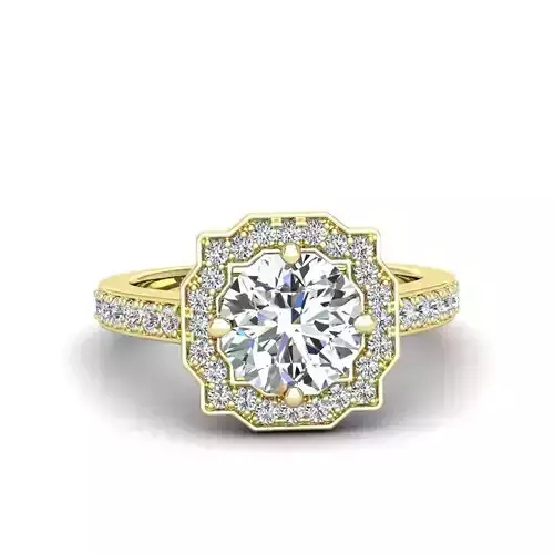 Engagement Diamond Halo ring round 3D print model