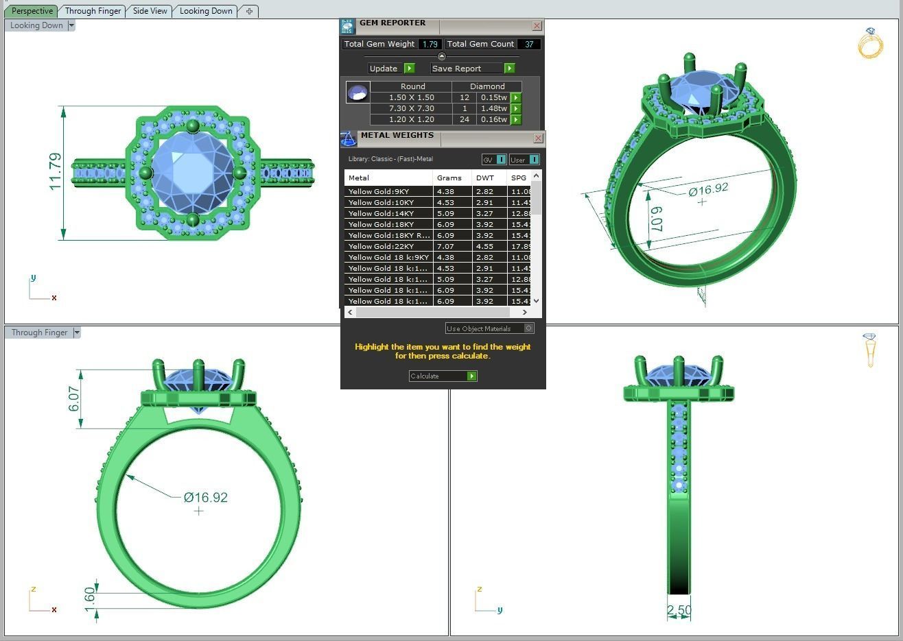 Engagement Diamond Halo ring round 3D print model_2