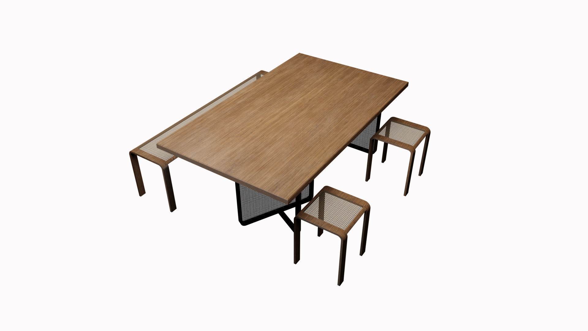 RattanTableSet 3D model_1