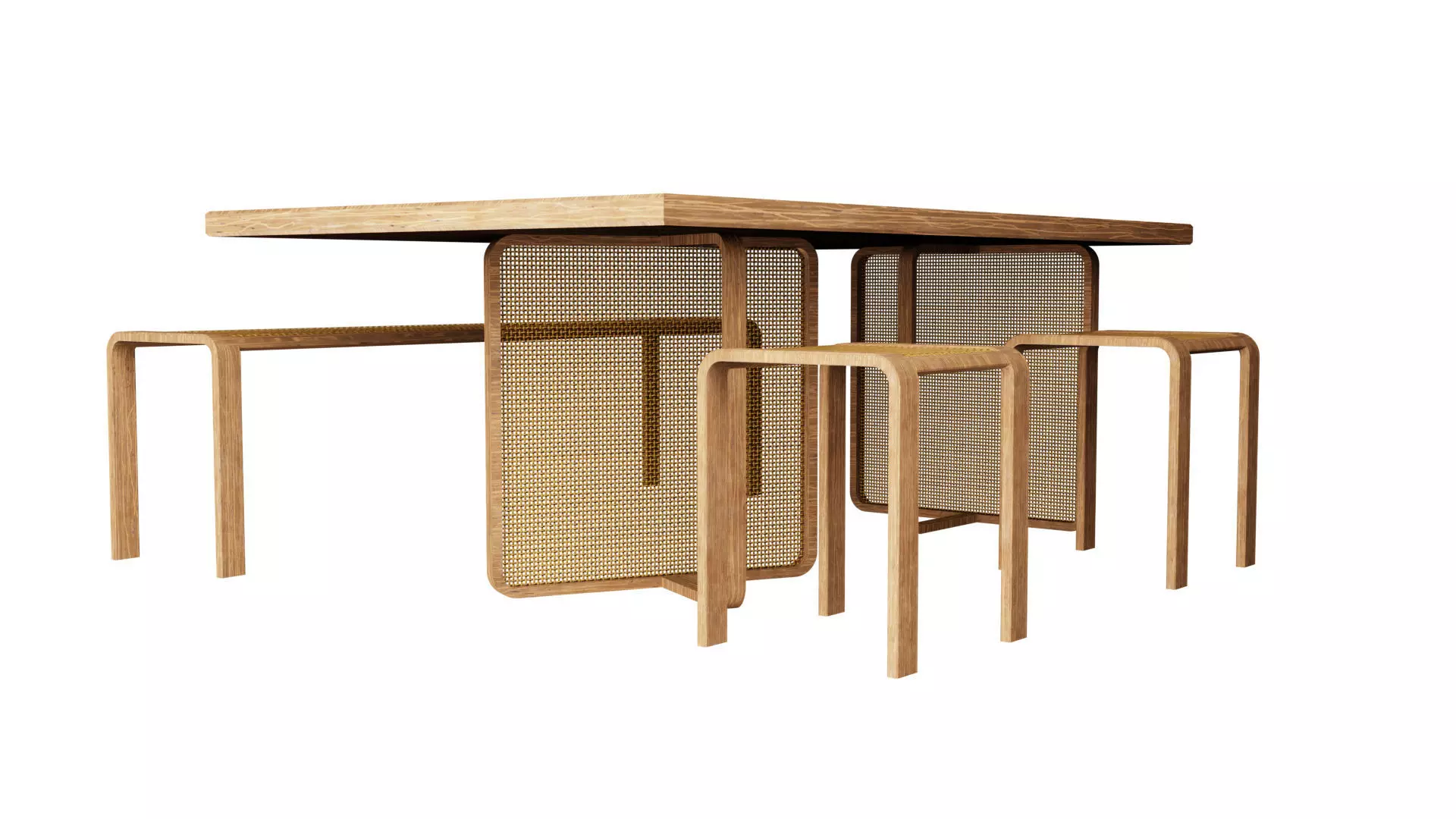 RattanTableSet 3D model_0