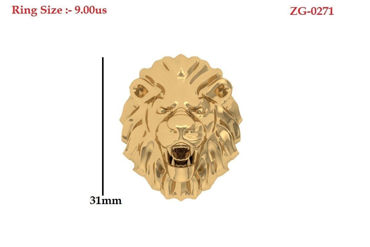 Lion Ring 3D print model_5