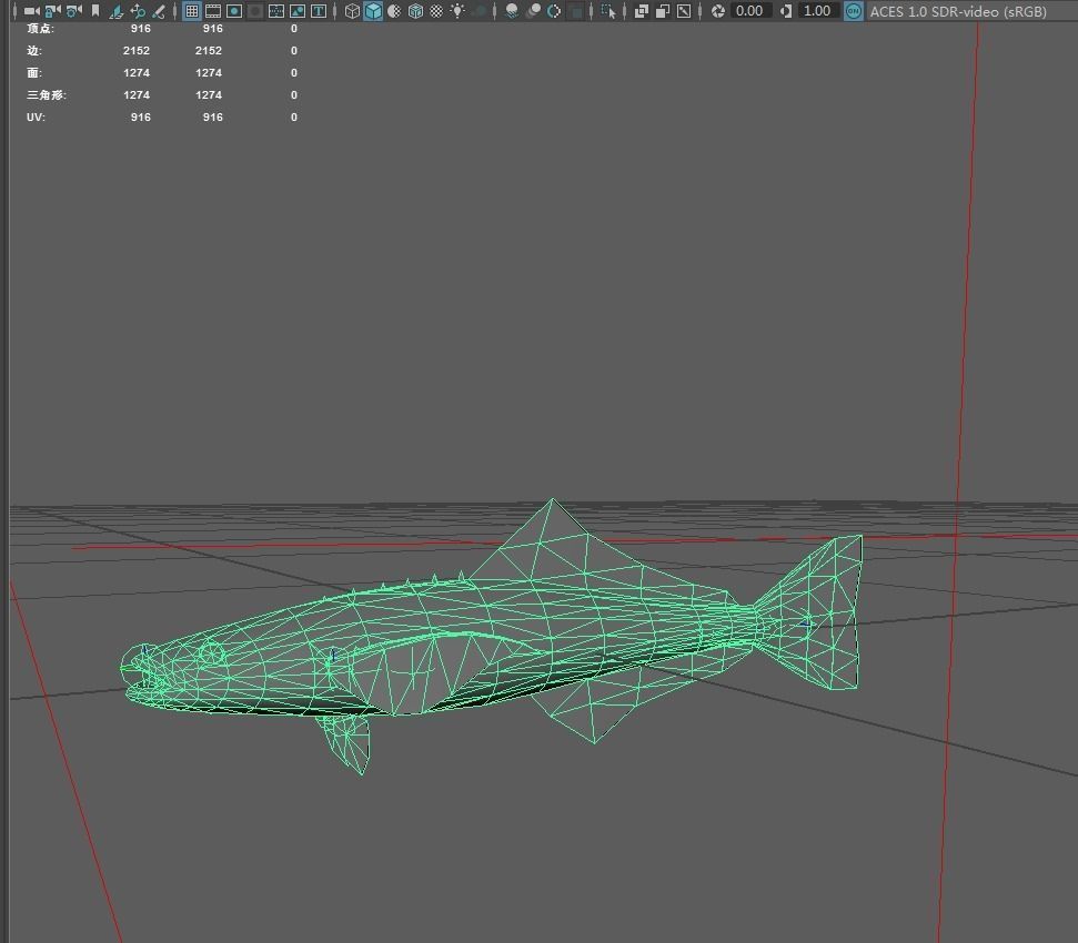 Bass fish Low-poly 3D model_6