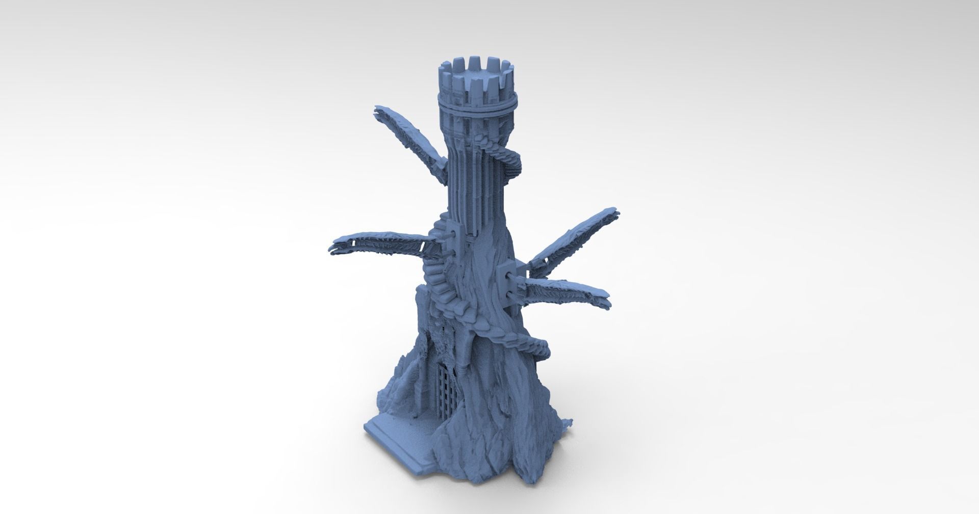 Grey scull Tower with Tower Rods 3D model_3