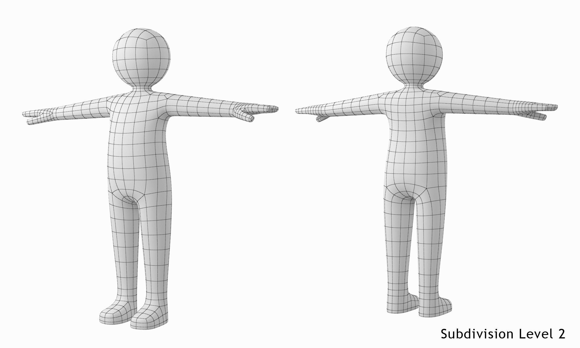 Adult Male Stickman in T-Pose Low-poly 3D model_3