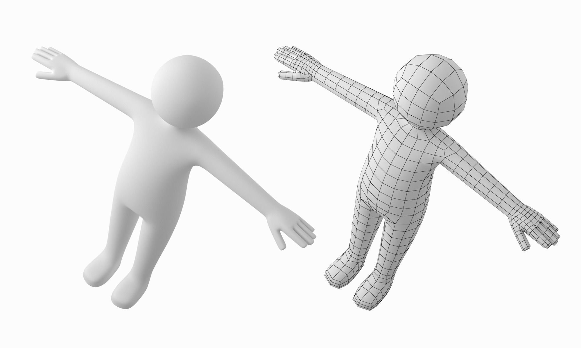 Adult Male Stickman in T-Pose Low-poly 3D model_4