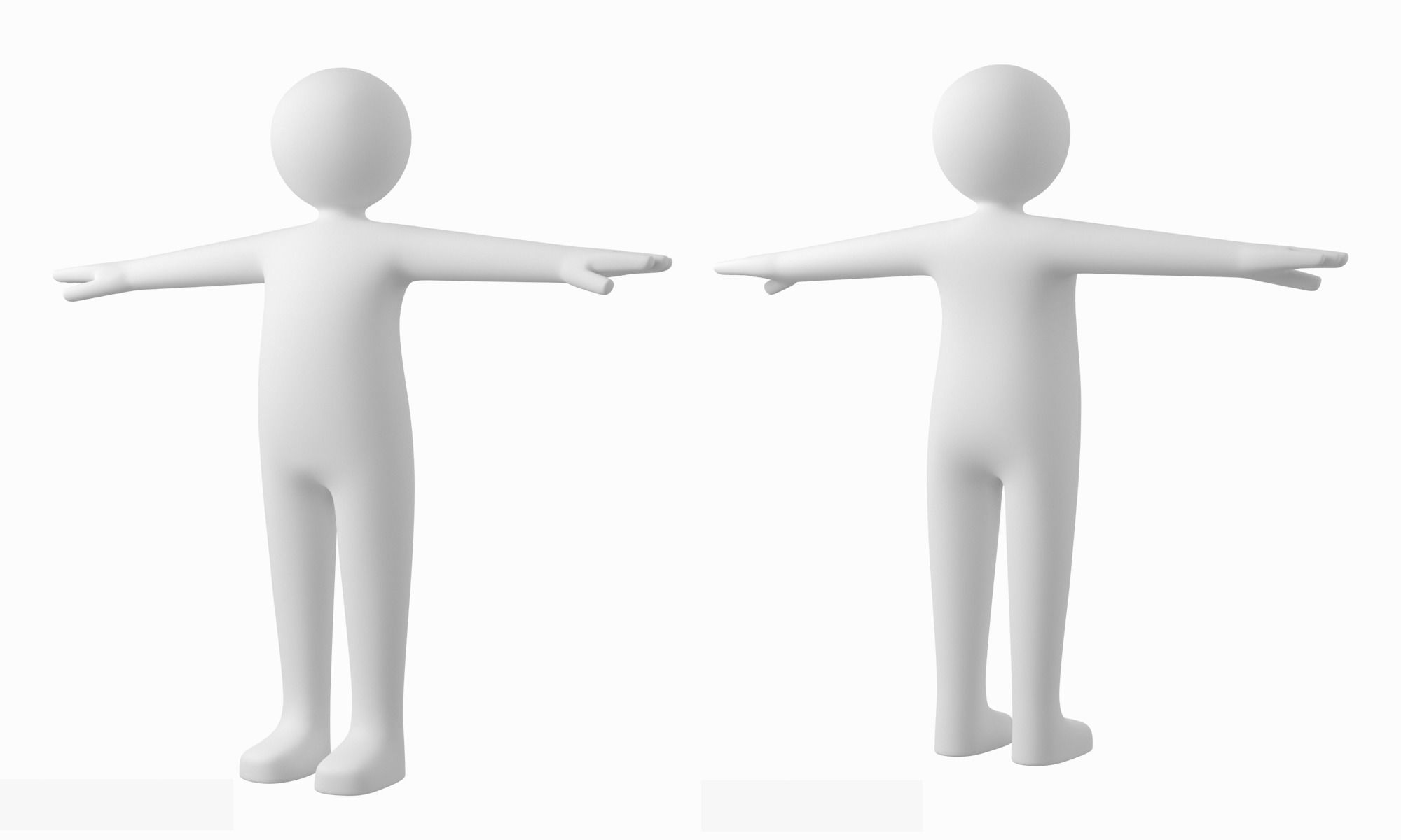 Adult Male Stickman in T-Pose Low-poly 3D model_1