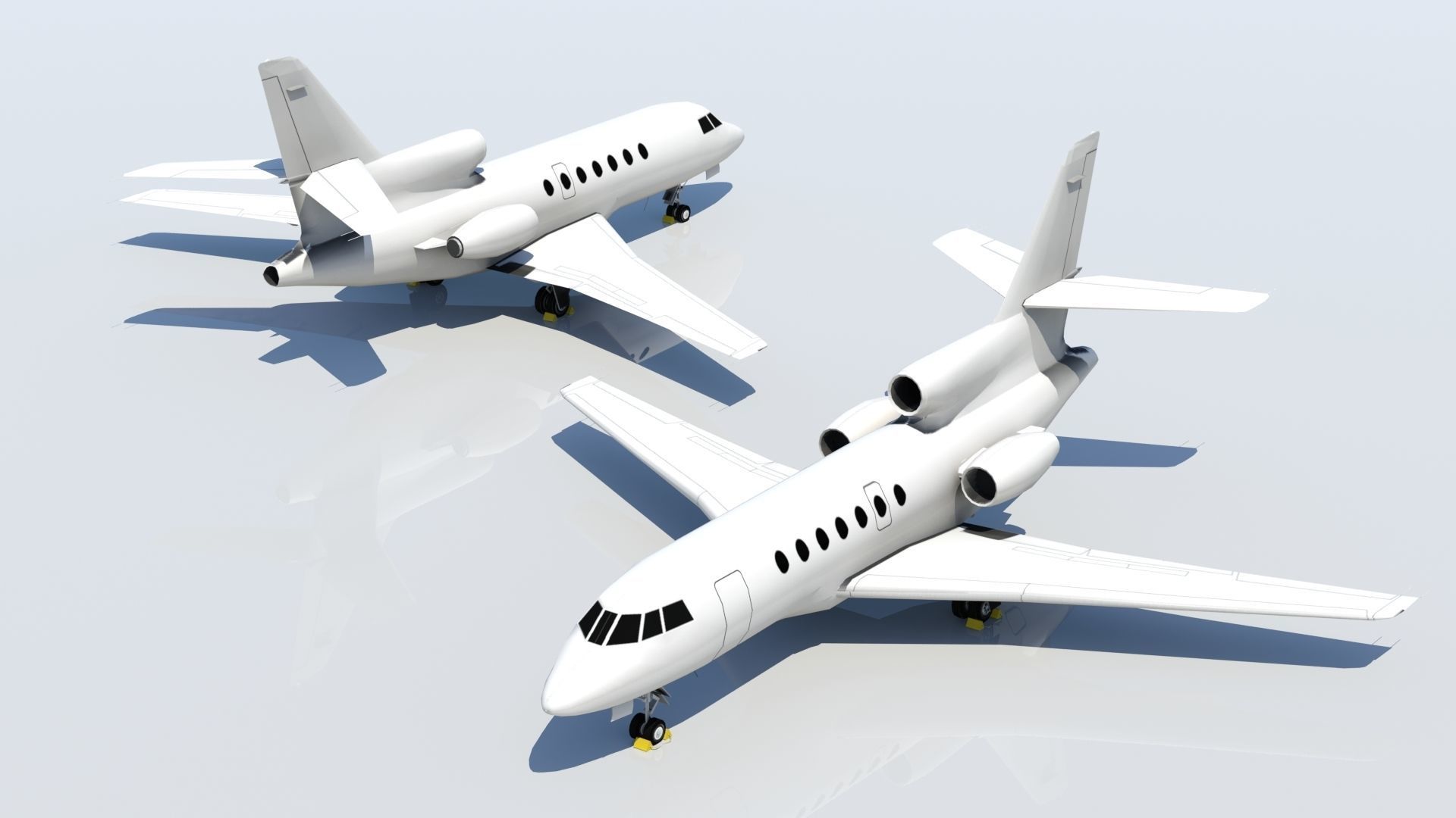 Falcon 50 Static Blank Model Low Poly Low-poly 3D model_4