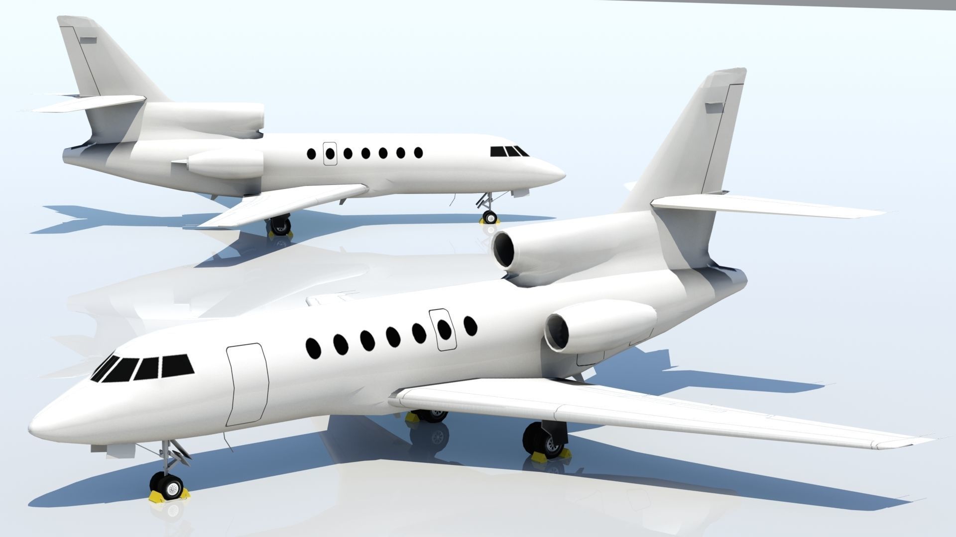 Falcon 50 Static Blank Model Low Poly Low-poly 3D model_5