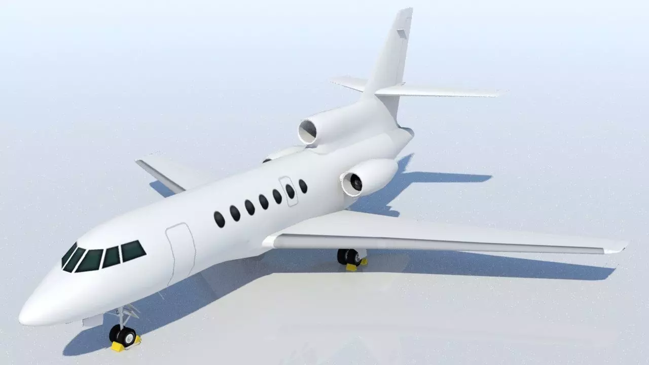 Falcon 50 Static Blank Model Low Poly Low-poly 3D model_0