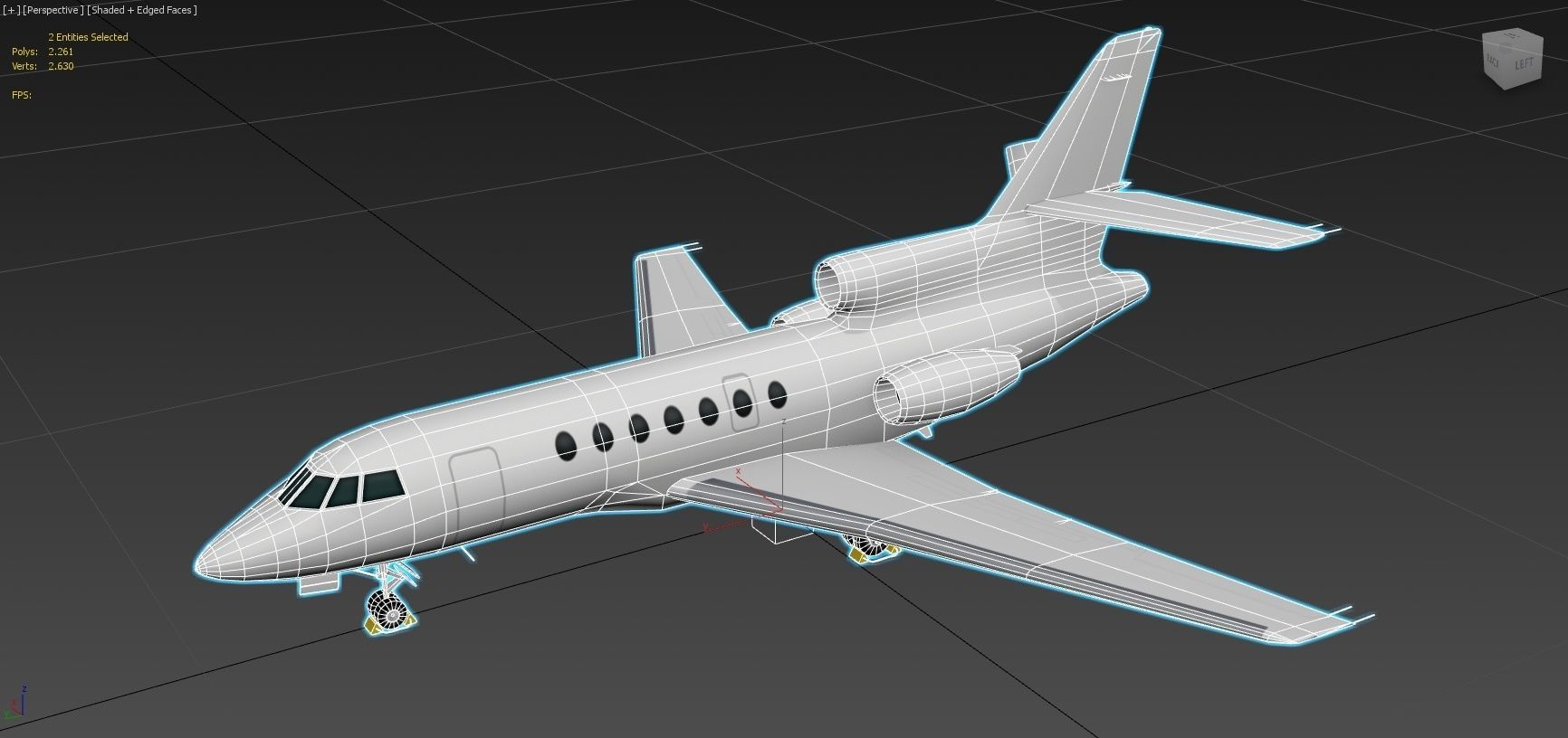 Falcon 50 Static Blank Model Low Poly Low-poly 3D model_8