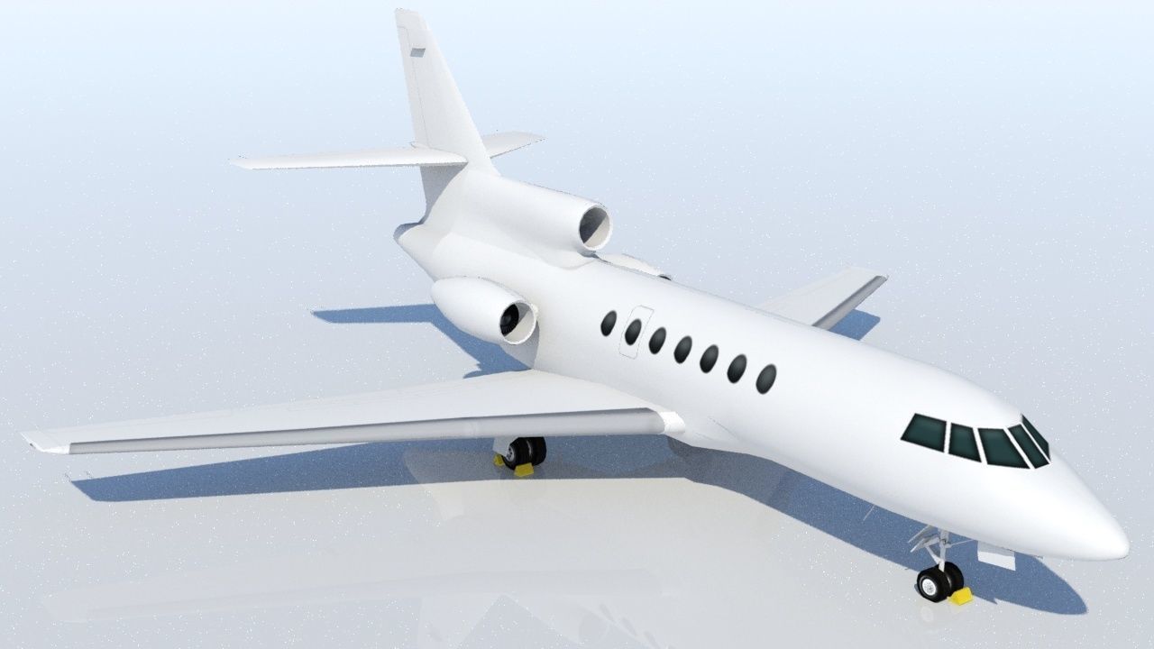 Falcon 50 Static Blank Model Low Poly Low-poly 3D model_1