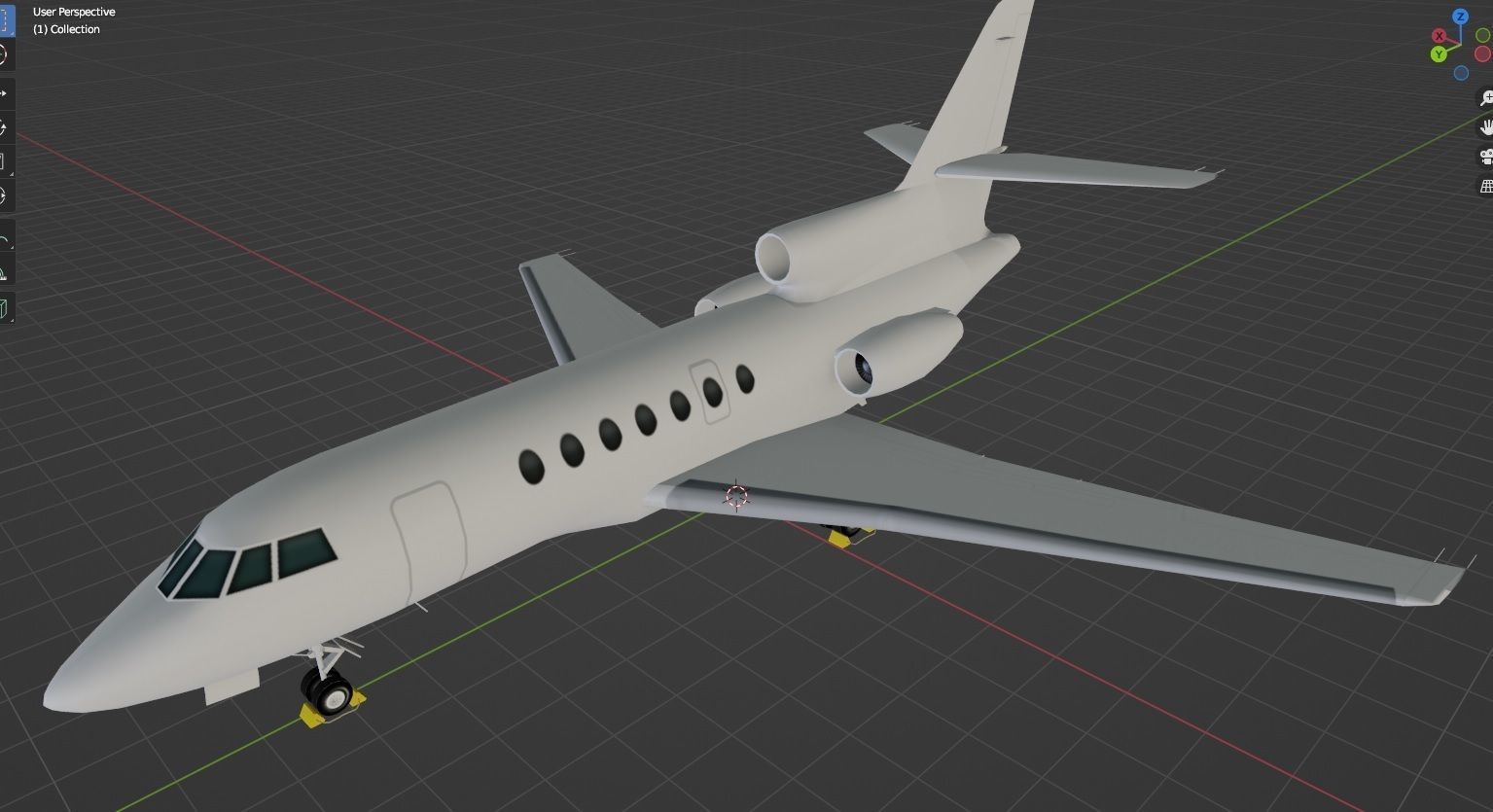 Falcon 50 Static Blank Model Low Poly Low-poly 3D model_7