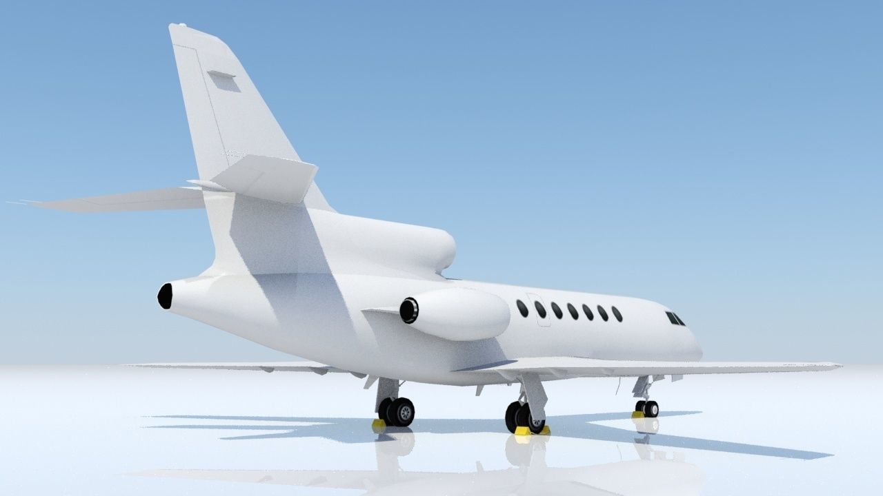 Falcon 50 Static Blank Model Low Poly Low-poly 3D model_3