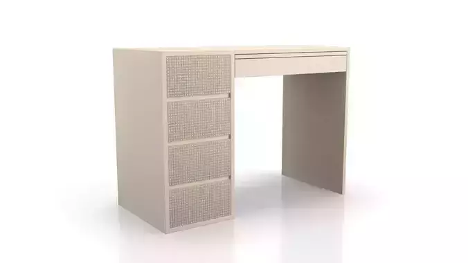 Rattan Trim White Desk