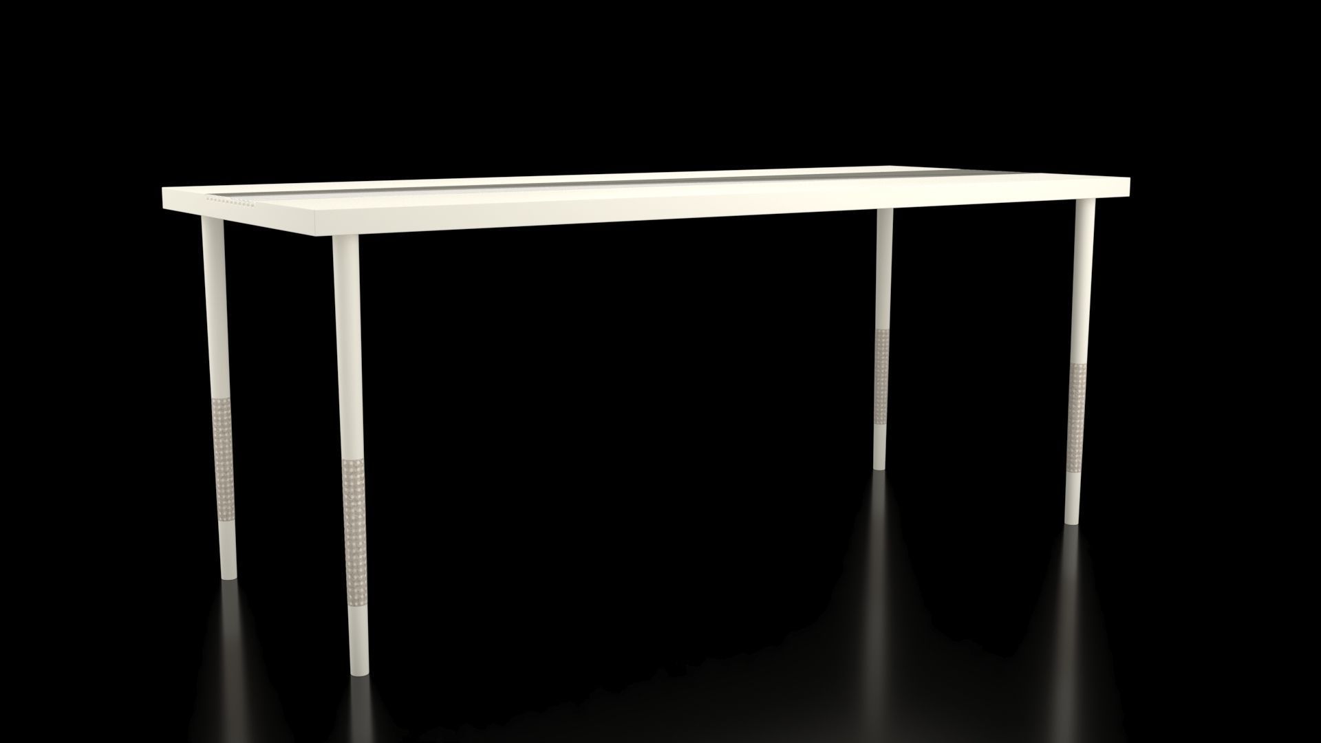 Rattan Trim Dining Table 3D model_1