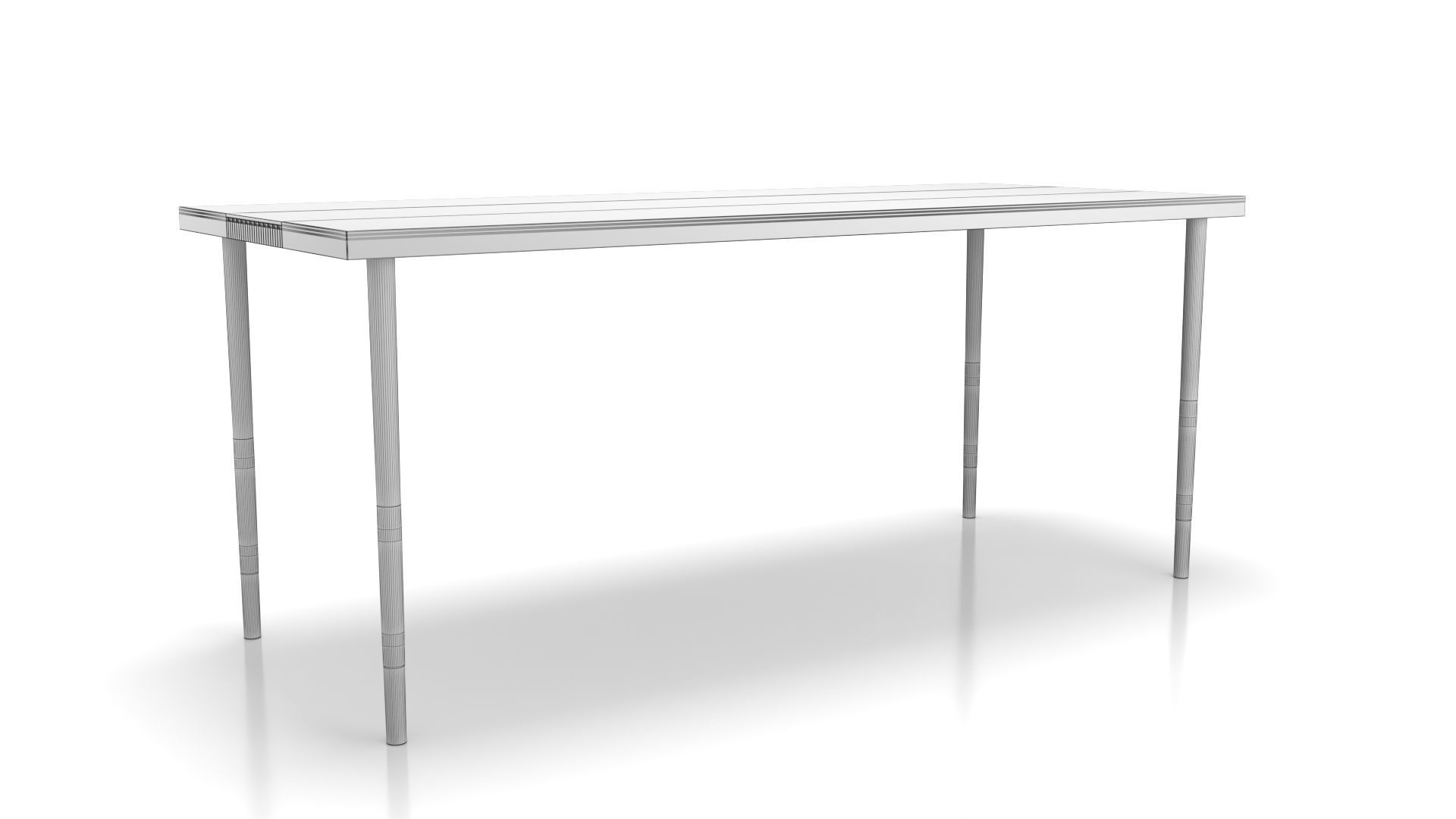 Rattan Trim Dining Table 3D model_2
