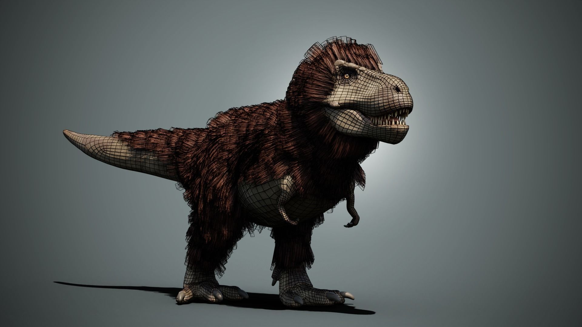 3D Model Tyrannosaurus Rex With Feathers VR AR Low poly CGTrader