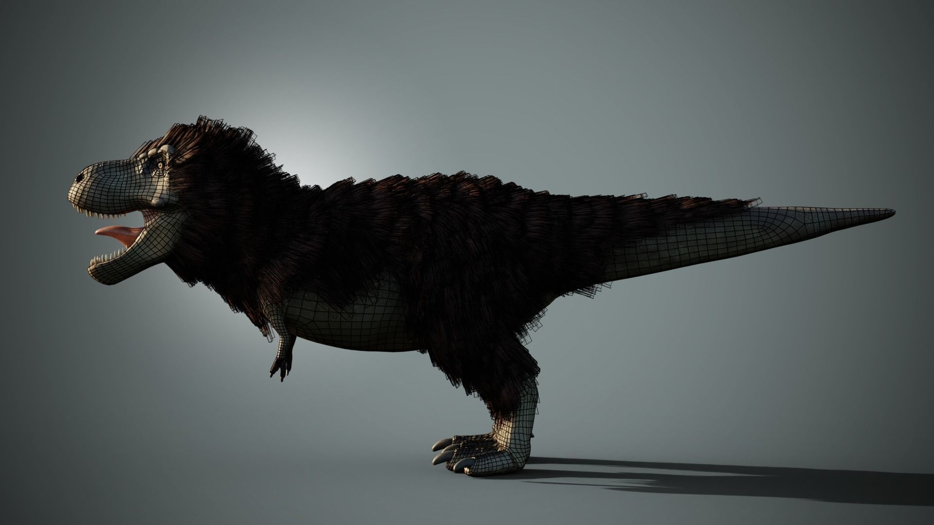 3D Model Tyrannosaurus Rex With Feathers VR AR Low poly CGTrader