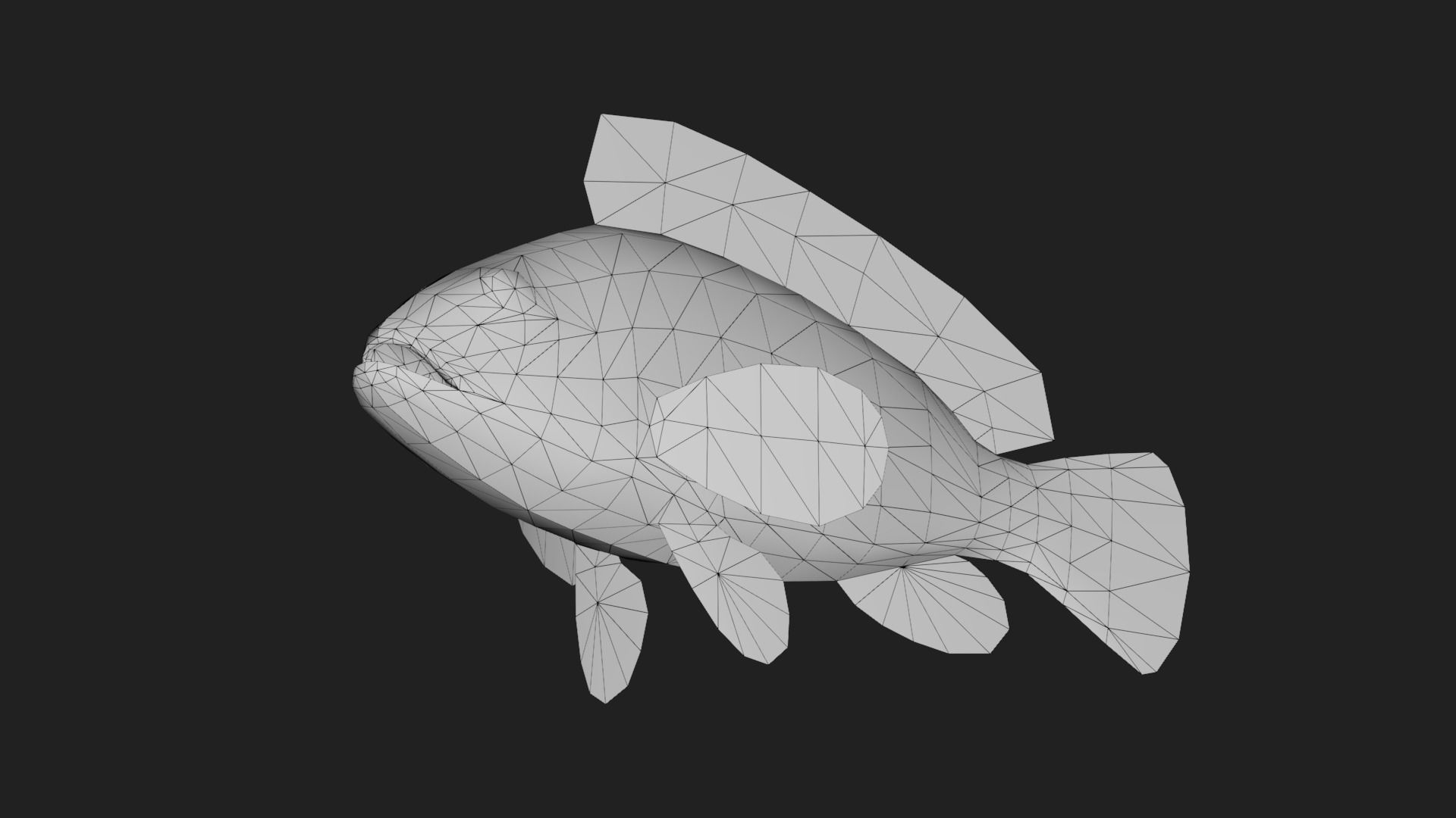 Bass fish Low-poly 3D model_5