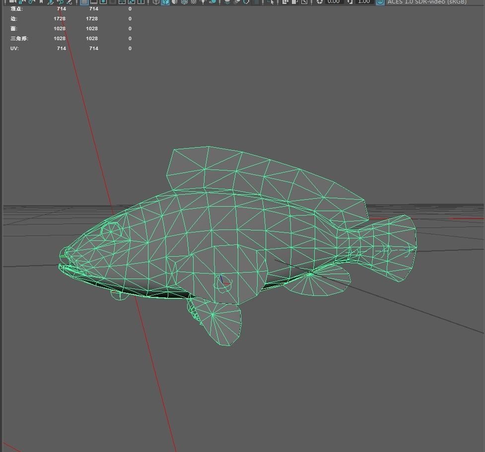 Bass fish Low-poly 3D model_6
