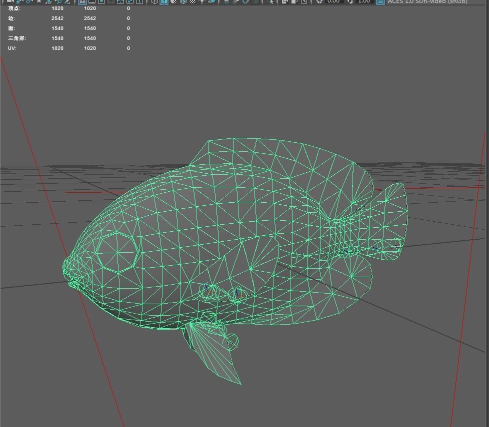 Bass fish Low-poly 3D model_2