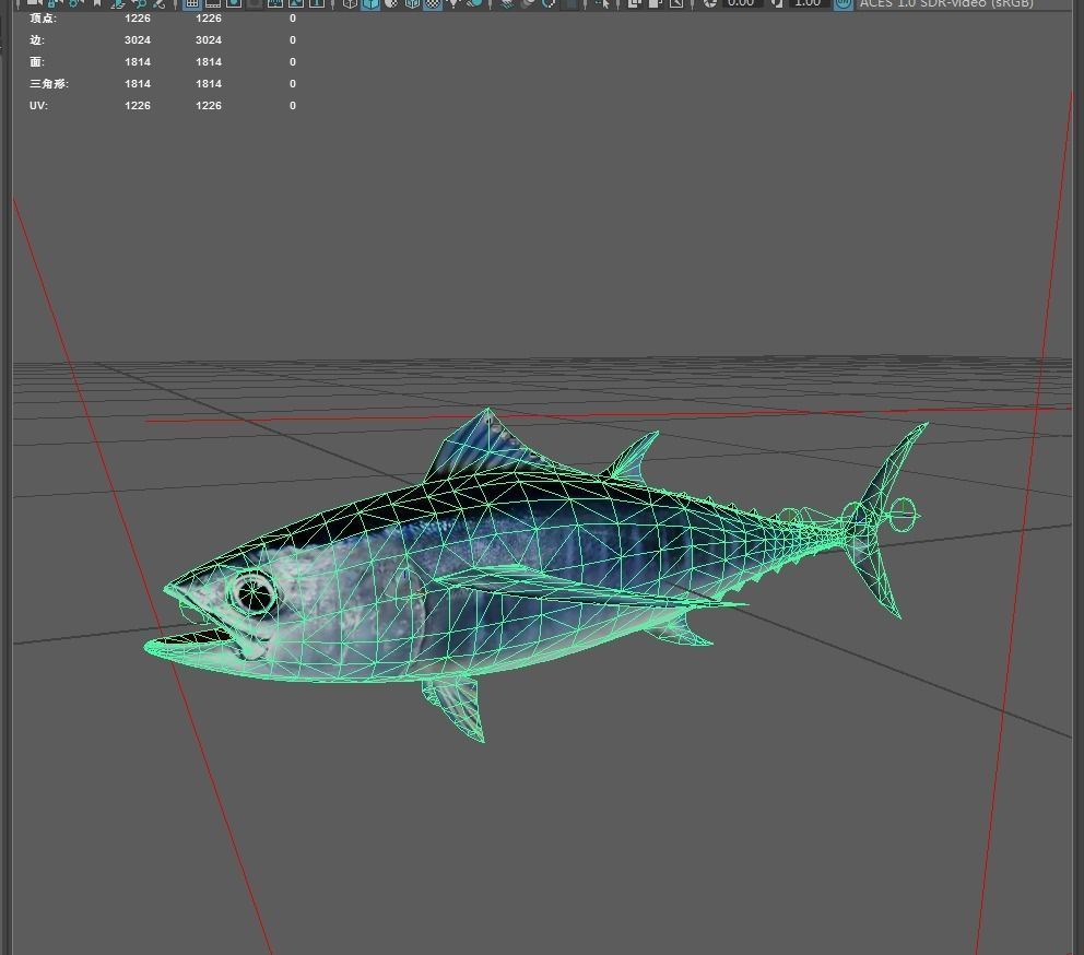 Tuna fish Low-poly 3D model_2