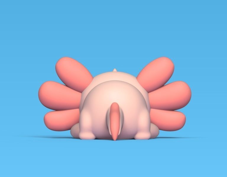 Axolotl Lying Down 3D print model_3