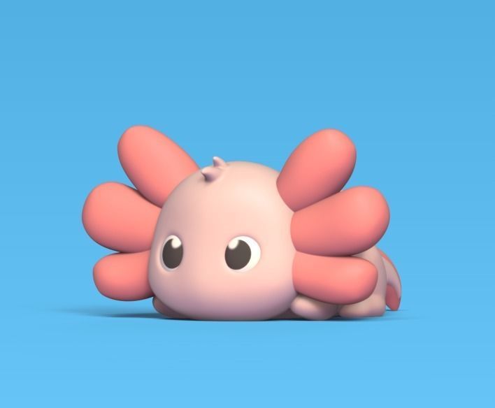 Axolotl Lying Down 3D print model_1