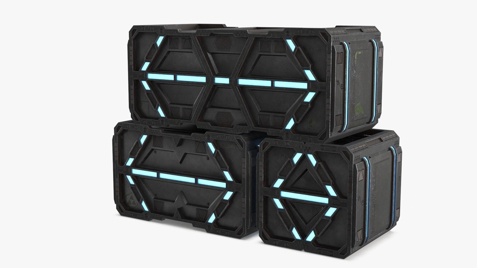 Sci-fi Container set of 3 V3 Low-poly 3D model_17