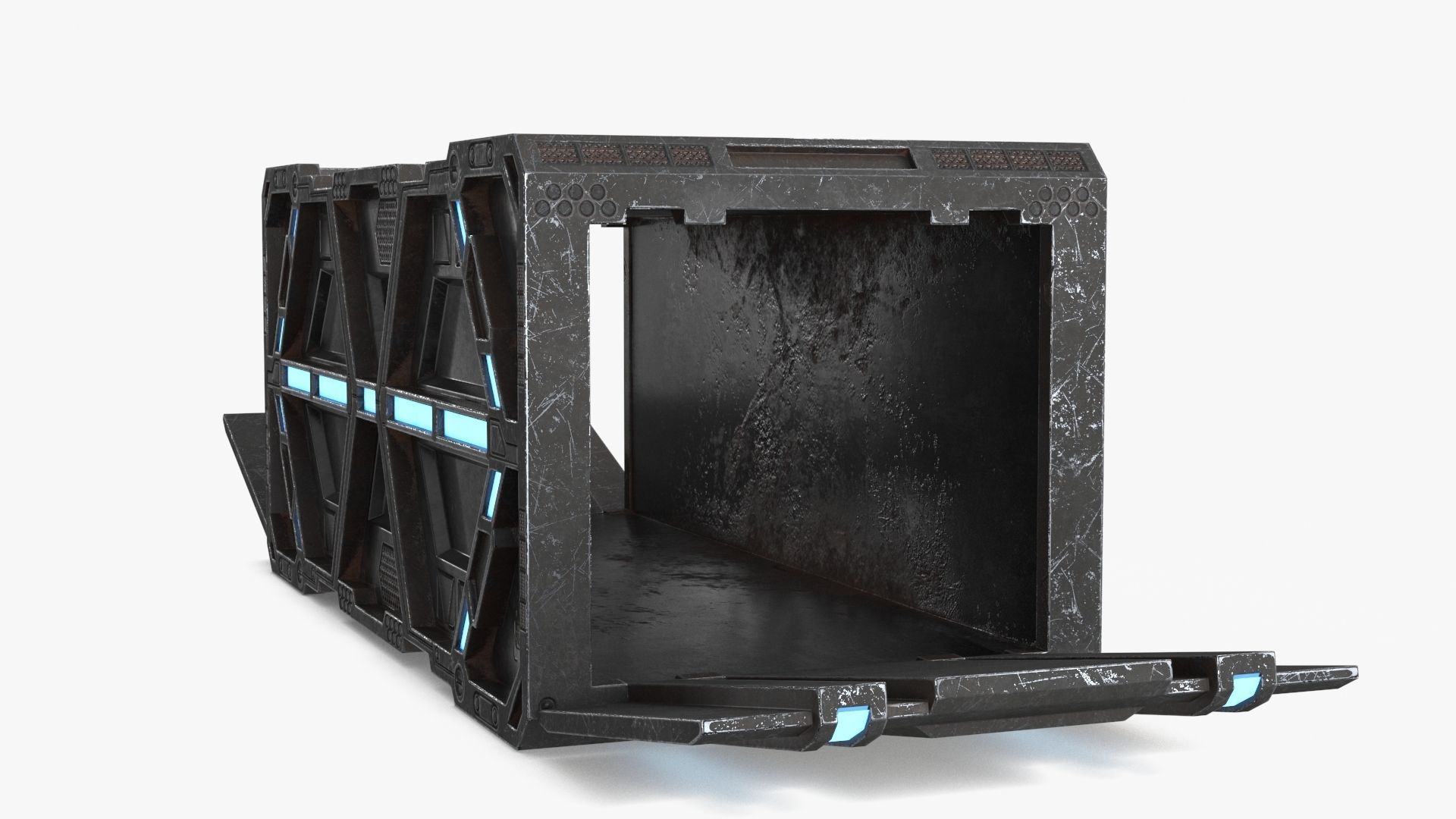 Sci-fi Container set of 3 V3 Low-poly 3D model_5