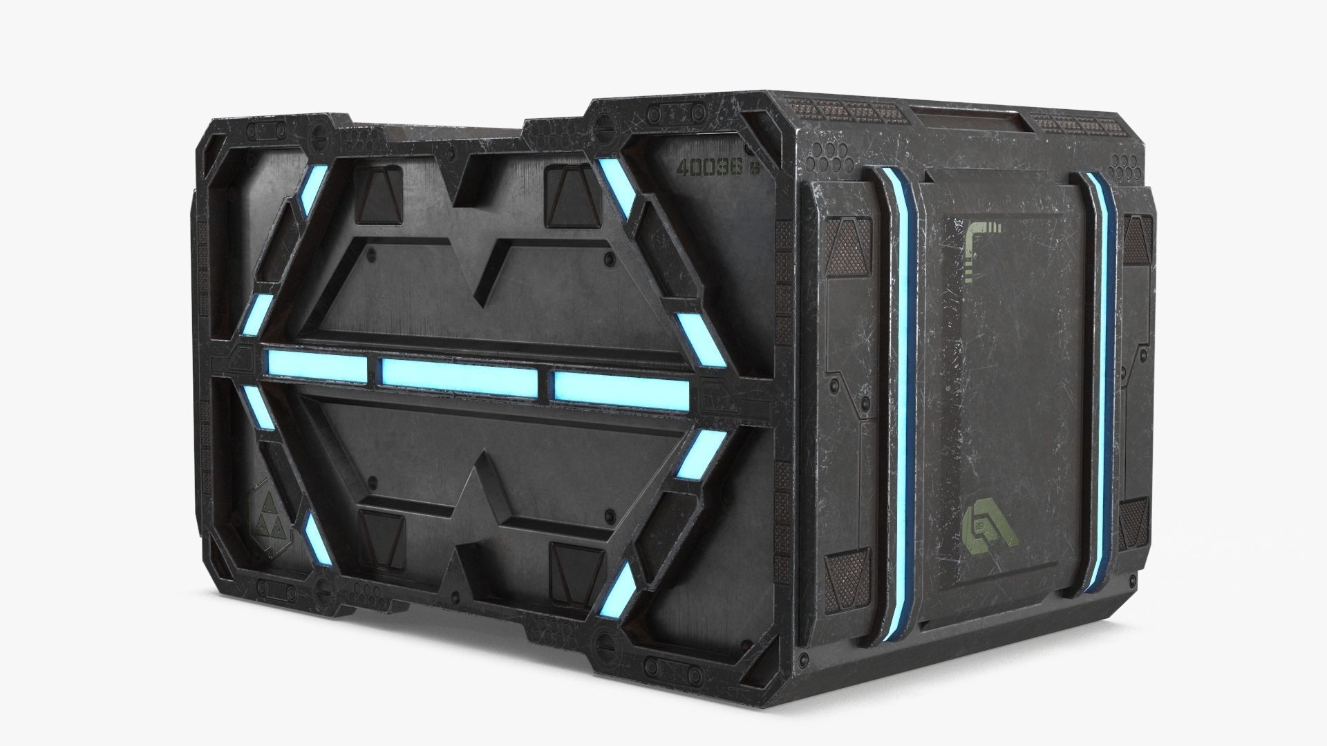 Sci-fi Container set of 3 V3 Low-poly 3D model_7