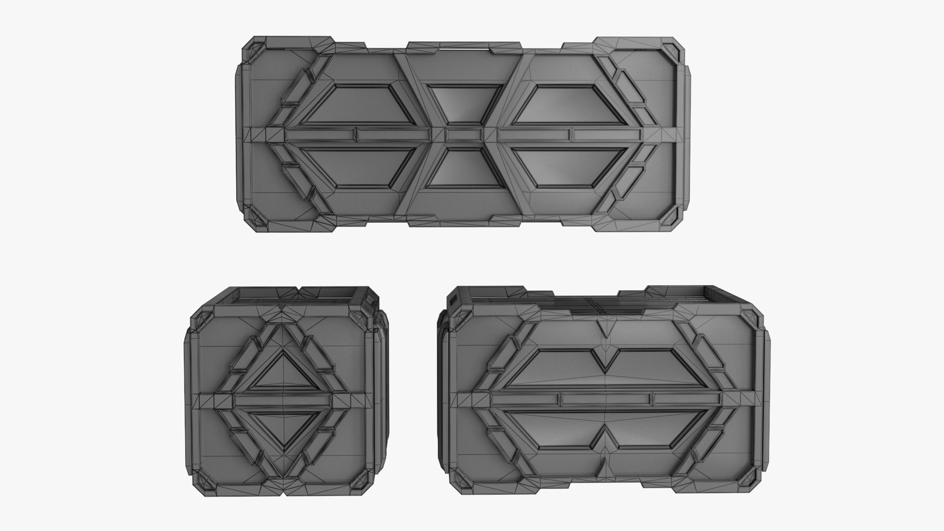 Sci-fi Container set of 3 V3 Low-poly 3D model_26